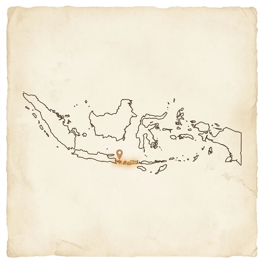 Mapa vintage del archipiélago de Indonesia resaltando Bali